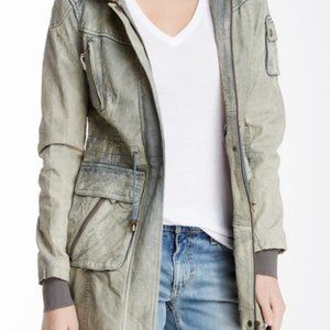 Doma Leather Coat with Fur-lined Hood